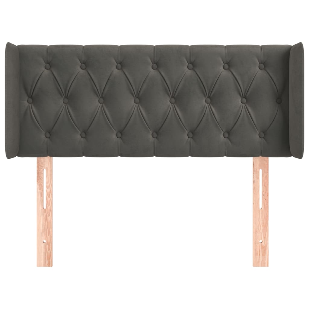 vidaXL Κεφαλάρι με Πτερύγια Σκούρο Γκρι 93x16x78/88 εκ. Βελούδινο
