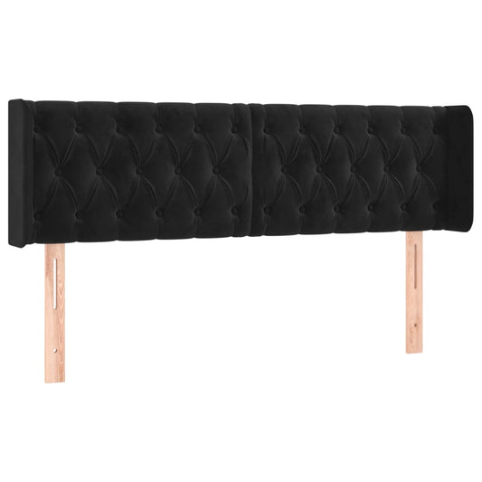 vidaXL Κεφαλάρι με Πτερύγια Μαύρο 163x16x78/88 εκ. Βελούδινο