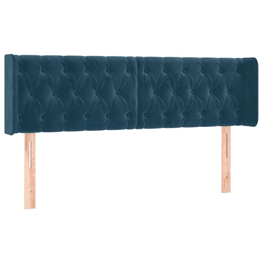 vidaXL Κεφαλάρι με Πτερύγια Σκούρο Μπλε 163x16x78/88 εκ. Βελούδινο