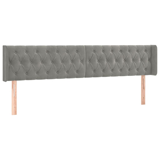 vidaXL Κεφαλάρι με Πτερύγια Ανοιχτό Γκρι 183x16x78/88 εκ. Βελούδινο