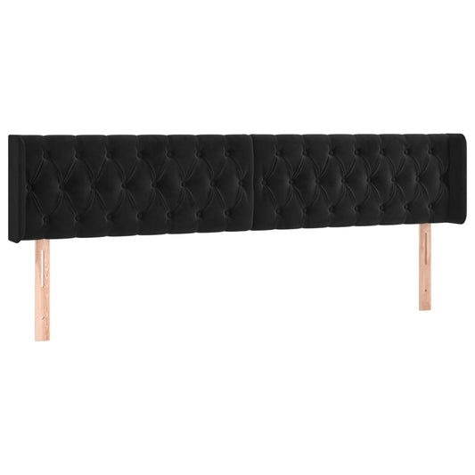 vidaXL Κεφαλάρι με Πτερύγια Μαύρο 183x16x78/88 εκ. Βελούδινο