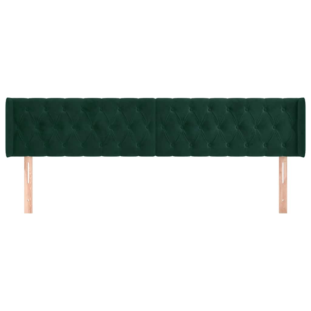 vidaXL Κεφαλάρι με Πτερύγια Σκούρο Πράσινο 183x16x78/88 εκ. Βελούδινο