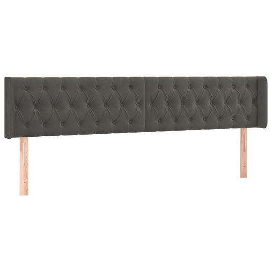 vidaXL Κεφαλάρι με Πτερύγια Σκούρο Γκρι 203x16x78/88 εκ. Βελούδινο