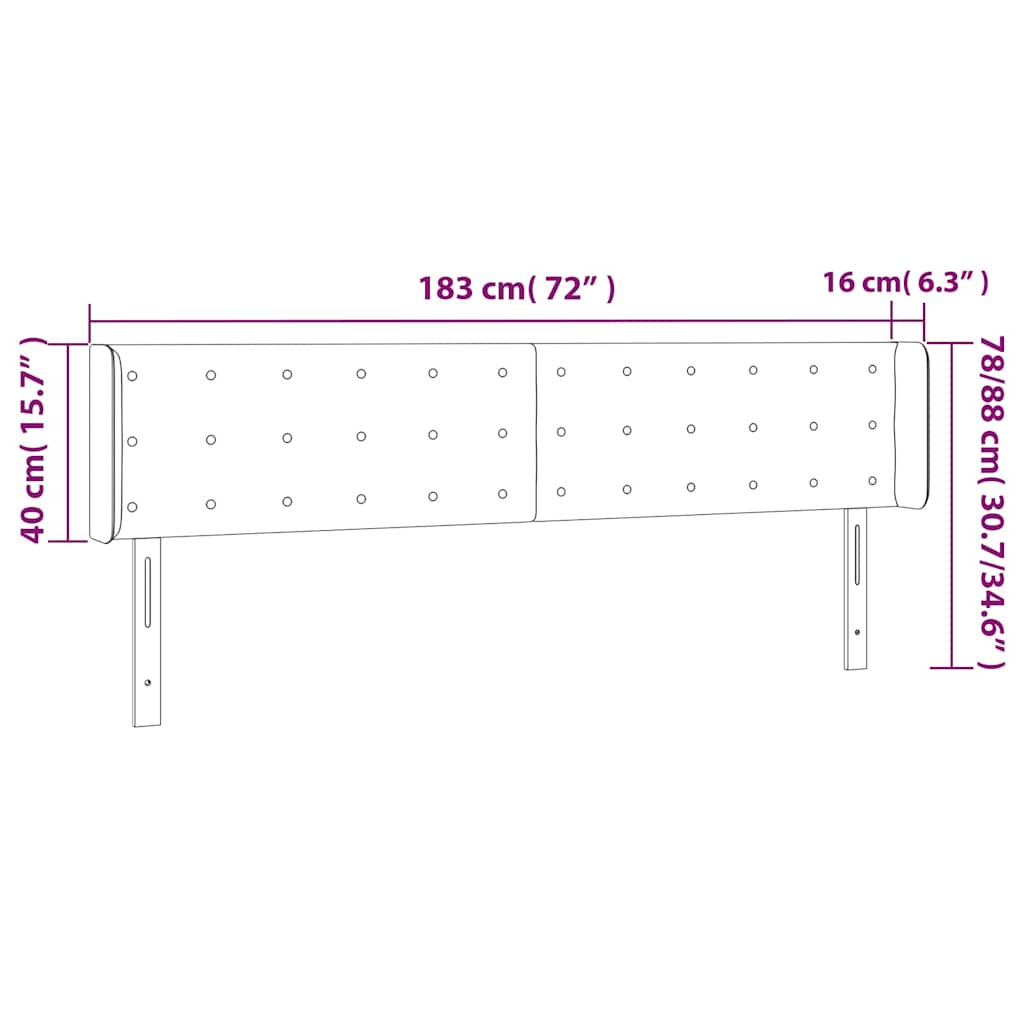 vidaXL Κεφαλάρι με Πτερύγια Σκούρο Καφέ 183x16x78/88 εκ. Υφασμάτινο