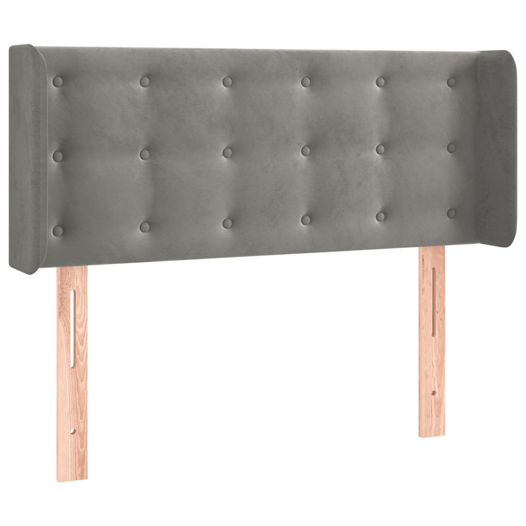 vidaXL Κεφαλάρι με Πτερύγια Ανοιχτό Γκρι 93x16x78/88 εκ. Βελούδινο