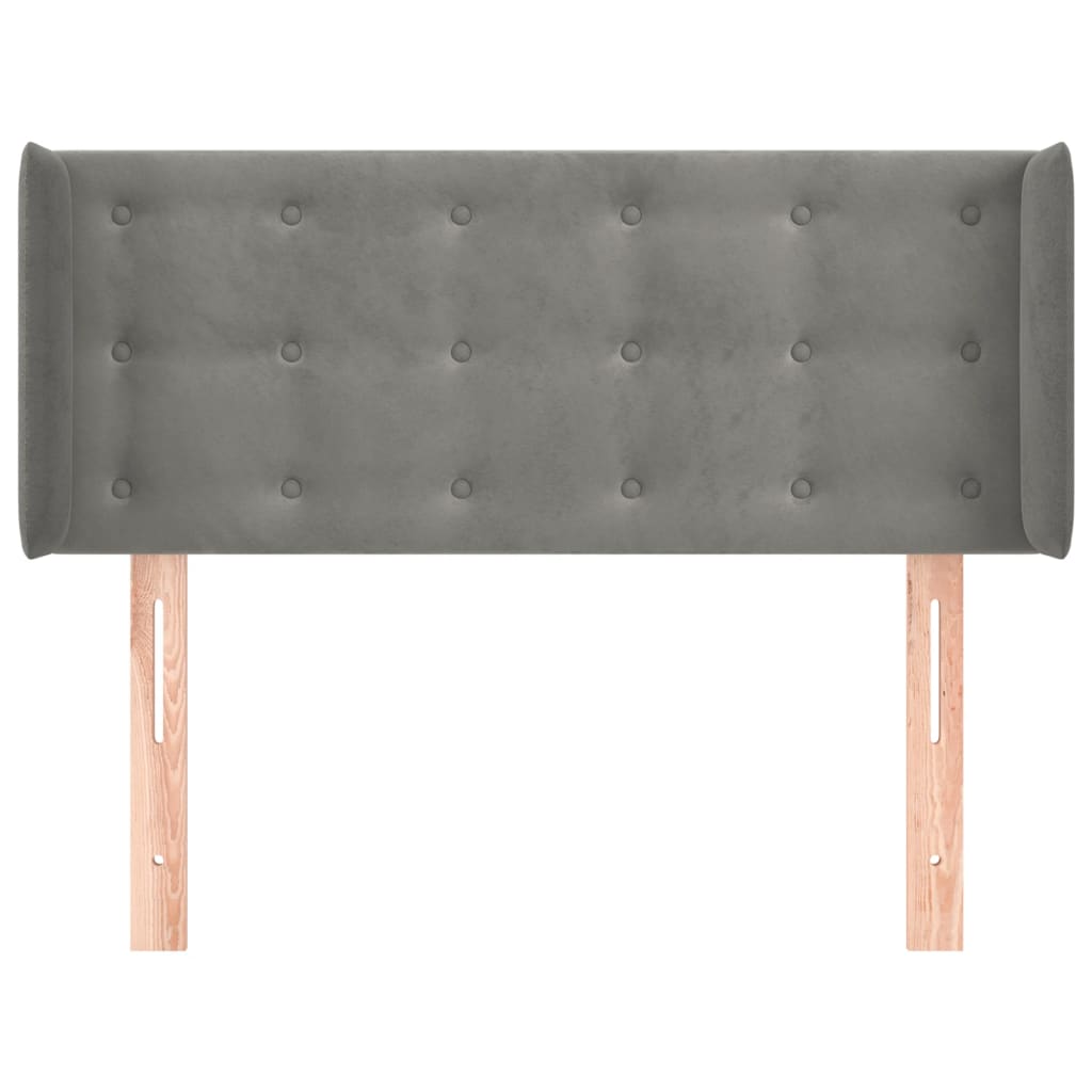 vidaXL Κεφαλάρι με Πτερύγια Ανοιχτό Γκρι 93x16x78/88 εκ. Βελούδινο