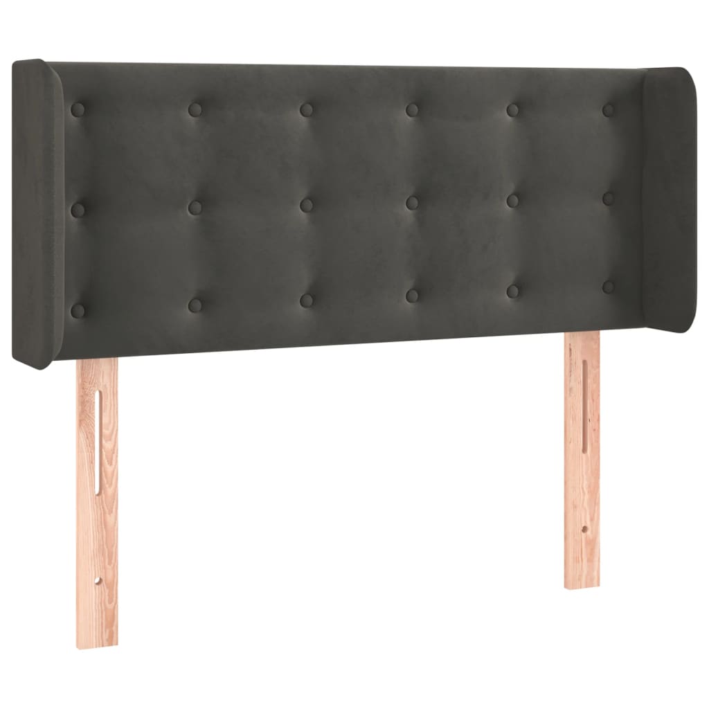 vidaXL Κεφαλάρι με Πτερύγια Σκούρο Γκρι 93x16x78/88 εκ. Βελούδινο