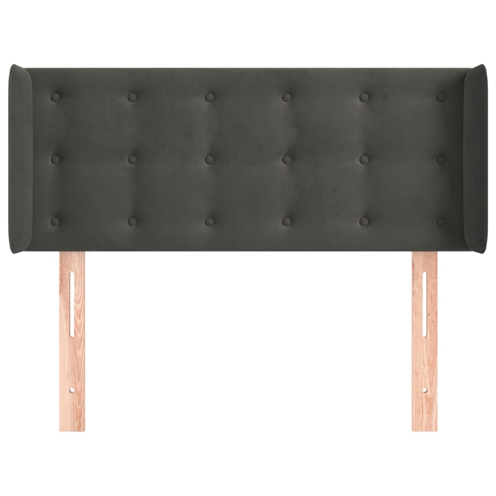 vidaXL Κεφαλάρι με Πτερύγια Σκούρο Γκρι 93x16x78/88 εκ. Βελούδινο