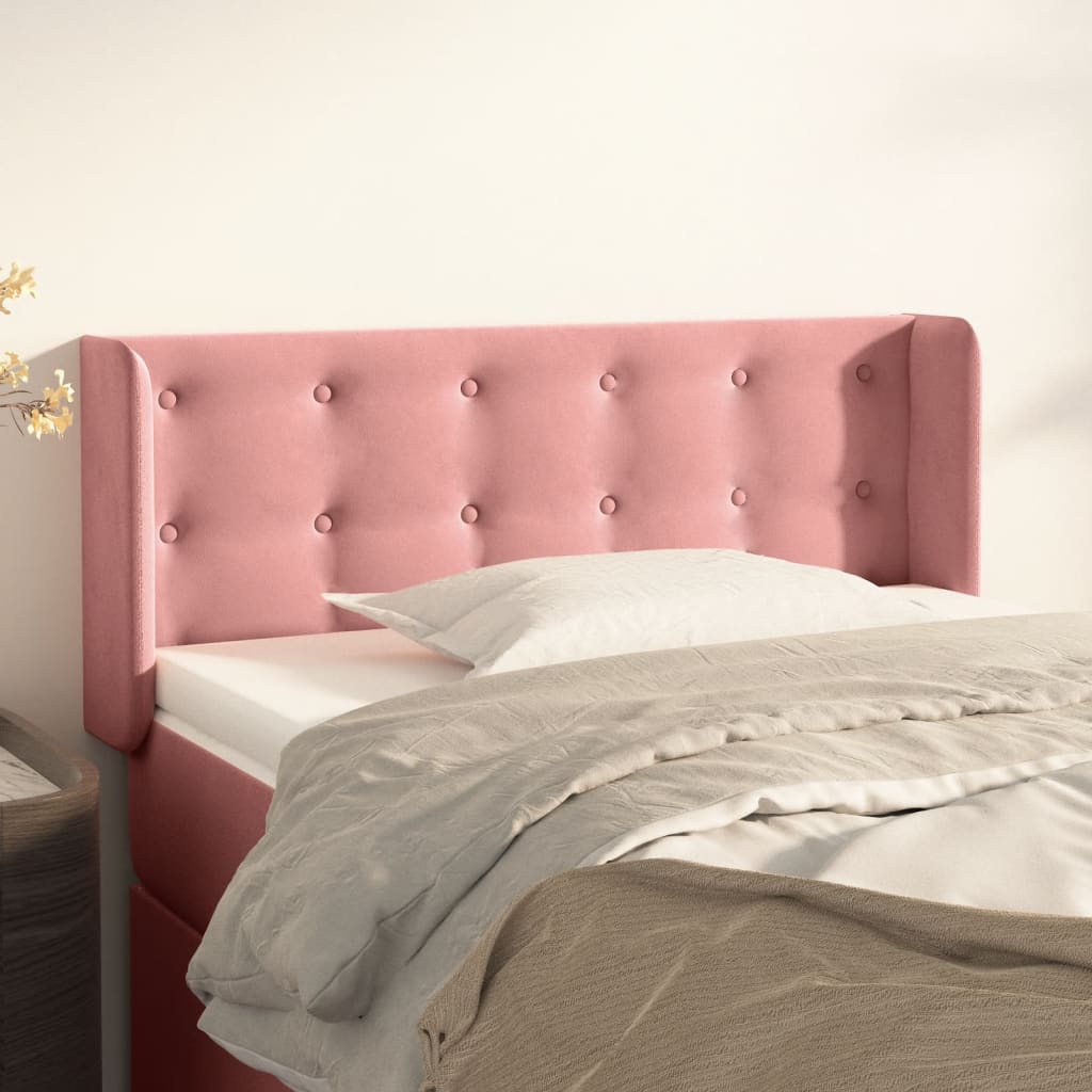 vidaXL Κεφαλάρι με Πτερύγια Ροζ 93x16x78/88 εκ. Βελούδινο