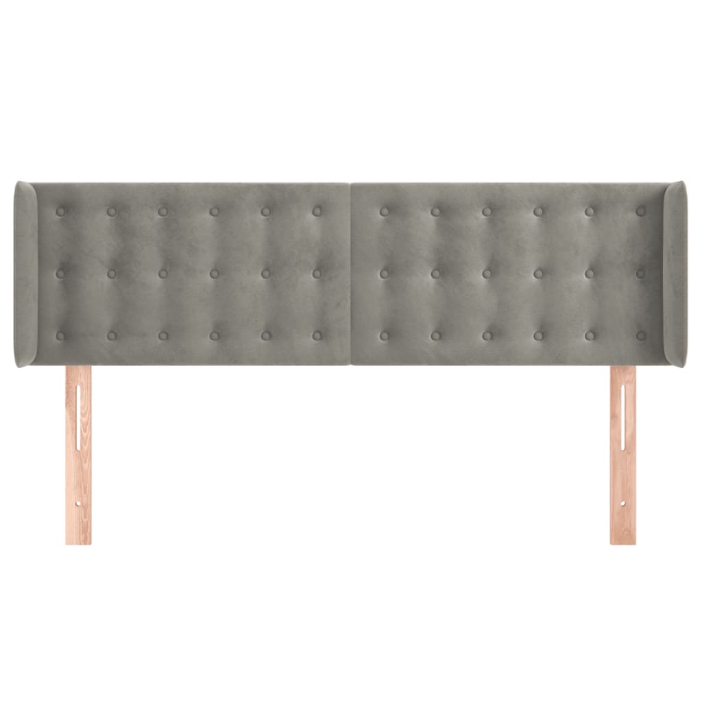 vidaXL Κεφαλάρι με Πτερύγια Ανοιχτό Γκρι 147x16x78/88 εκ. Βελούδινο