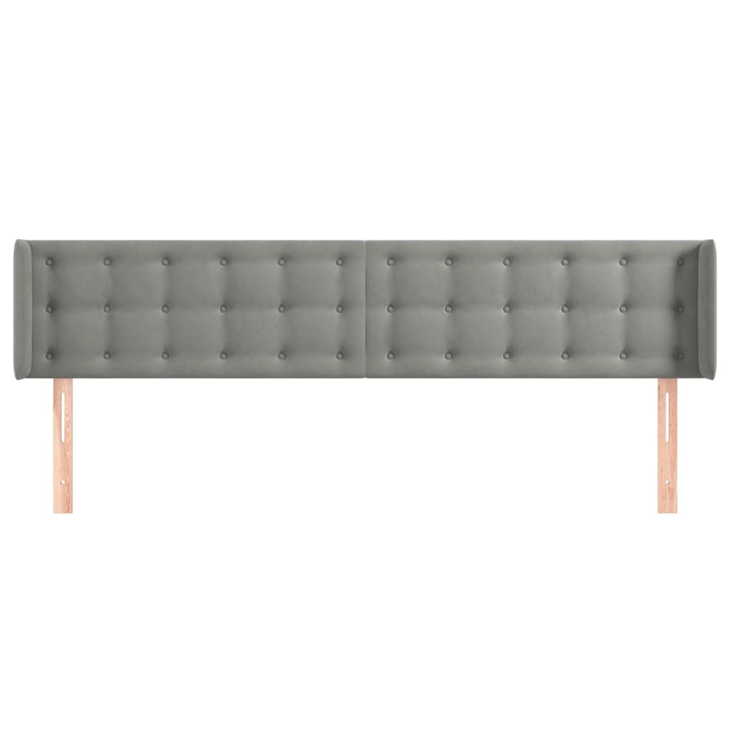 vidaXL Κεφαλάρι με Πτερύγια Ανοιχτό Γκρι 163x16x78/88 εκ. Βελούδινο
