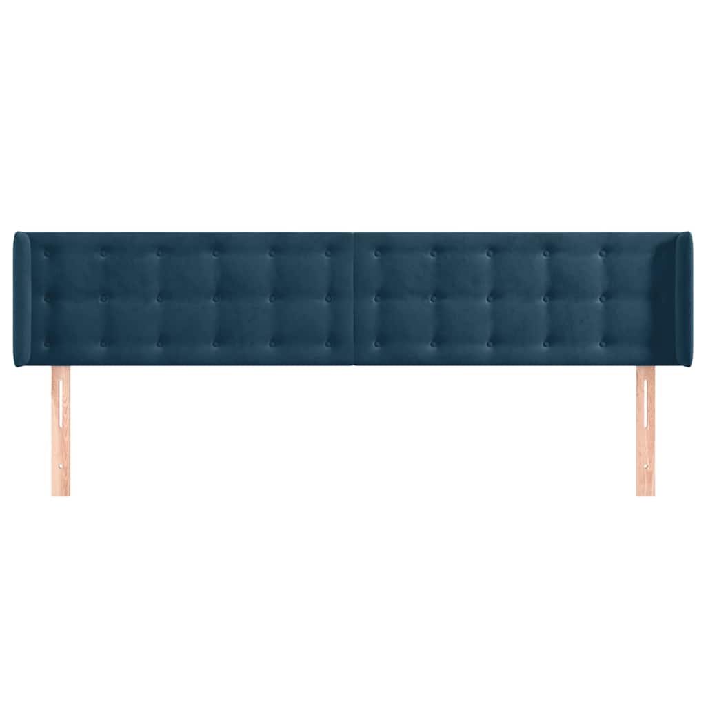 vidaXL Κεφαλάρι με Πτερύγια Σκούρο Μπλε 163x16x78/88 εκ. Βελούδινο