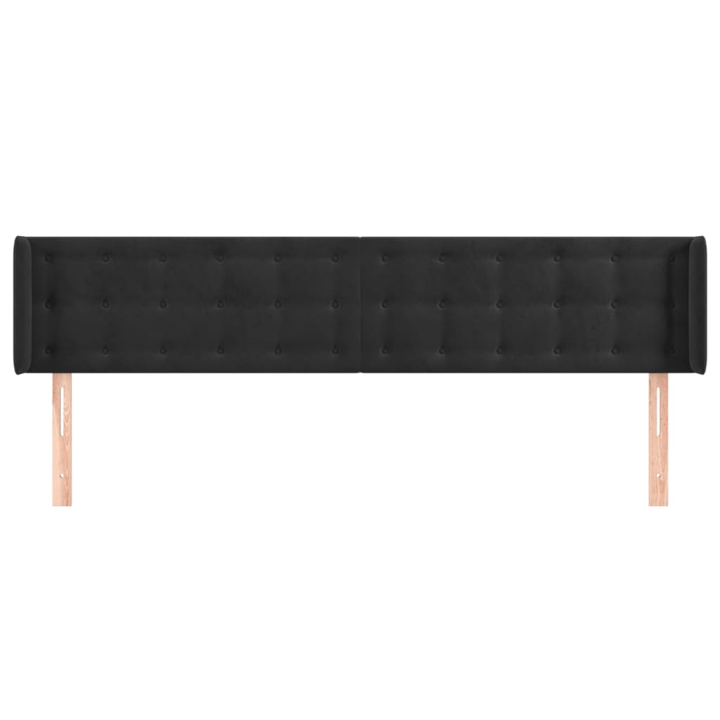 vidaXL Κεφαλάρι με Πτερύγια Μαύρο 183x16x78/88 εκ. Βελούδινο