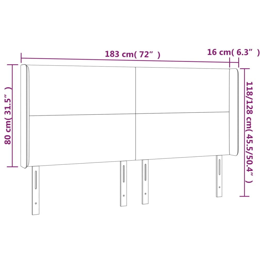 vidaXL Κεφαλάρι με Πτερύγια Κρεμ 183x16x118/128 εκ. Υφασμάτινο
