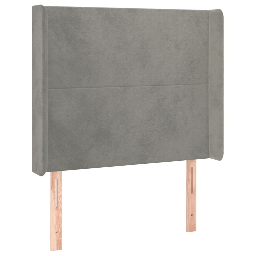 vidaXL Κεφαλάρι με Πτερύγια Ανοιχτό Γκρι 93x16x118/128 εκ. Βελούδινο