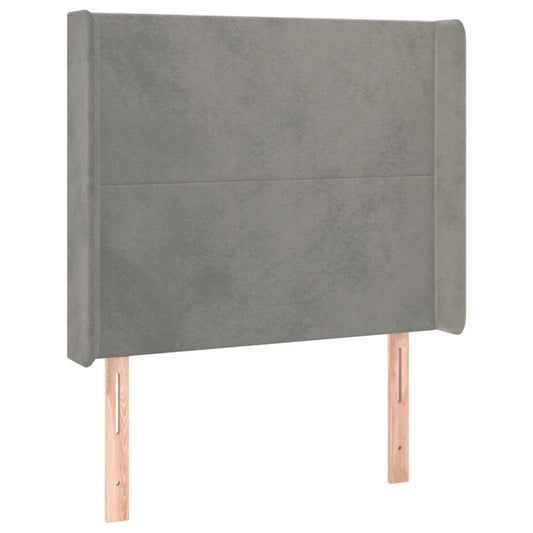 vidaXL Κεφαλάρι με Πτερύγια Ανοιχτό Γκρι 93x16x118/128 εκ. Βελούδινο