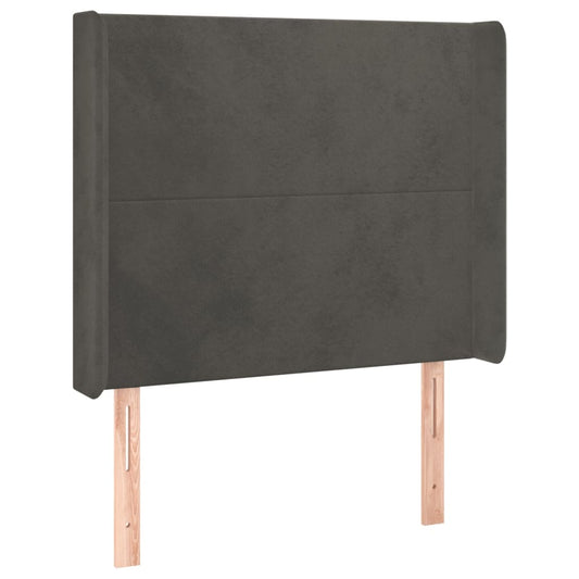 vidaXL Κεφαλάρι με Πτερύγια Σκούρο Γκρι 93x16x118/128εκ.Βελούδινο