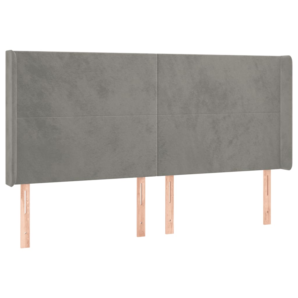 vidaXL Κεφαλάρι με Πτερύγια Ανοιχτό Γκρι 163x16x118/128 εκ. Βελούδινο