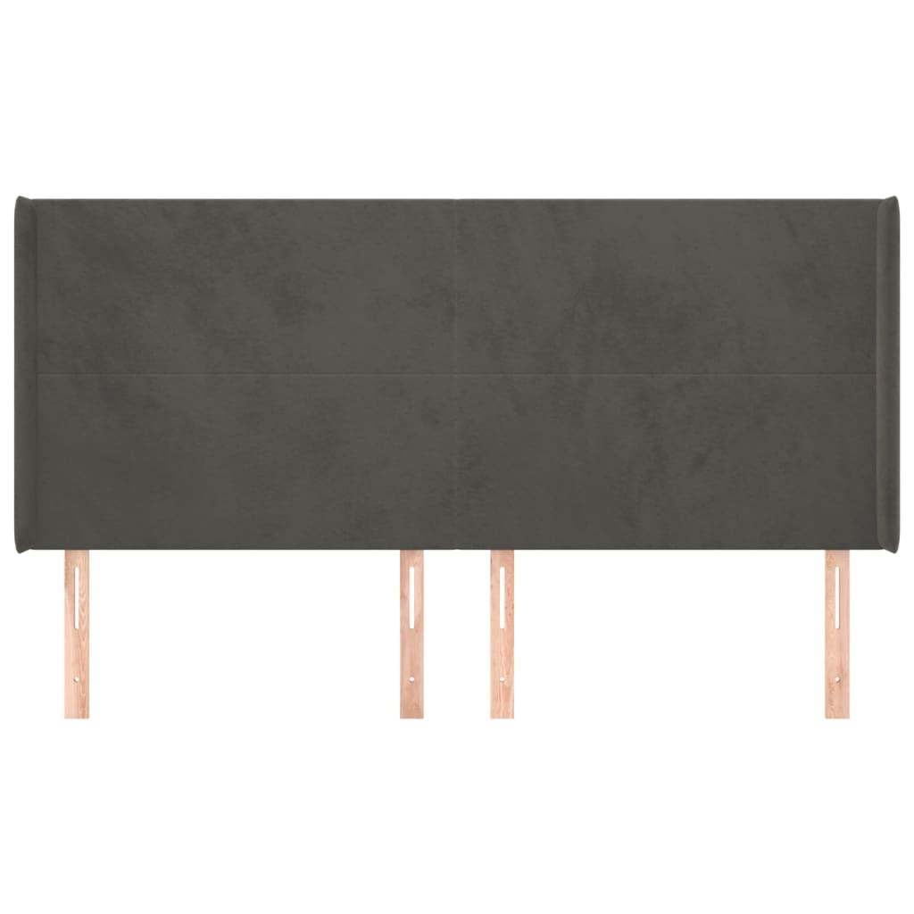 vidaXL Κεφαλάρι με Πτερύγια Σκούρο Γκρι 163x16x118/128 εκ. Βελούδινο
