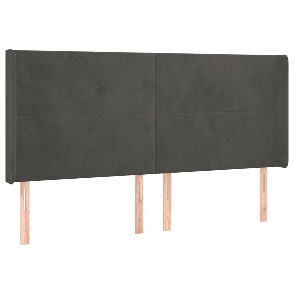 vidaXL Κεφαλάρι με Πτερύγια Σκούρο Γκρι 183x16x118/128 εκ. Βελούδινο