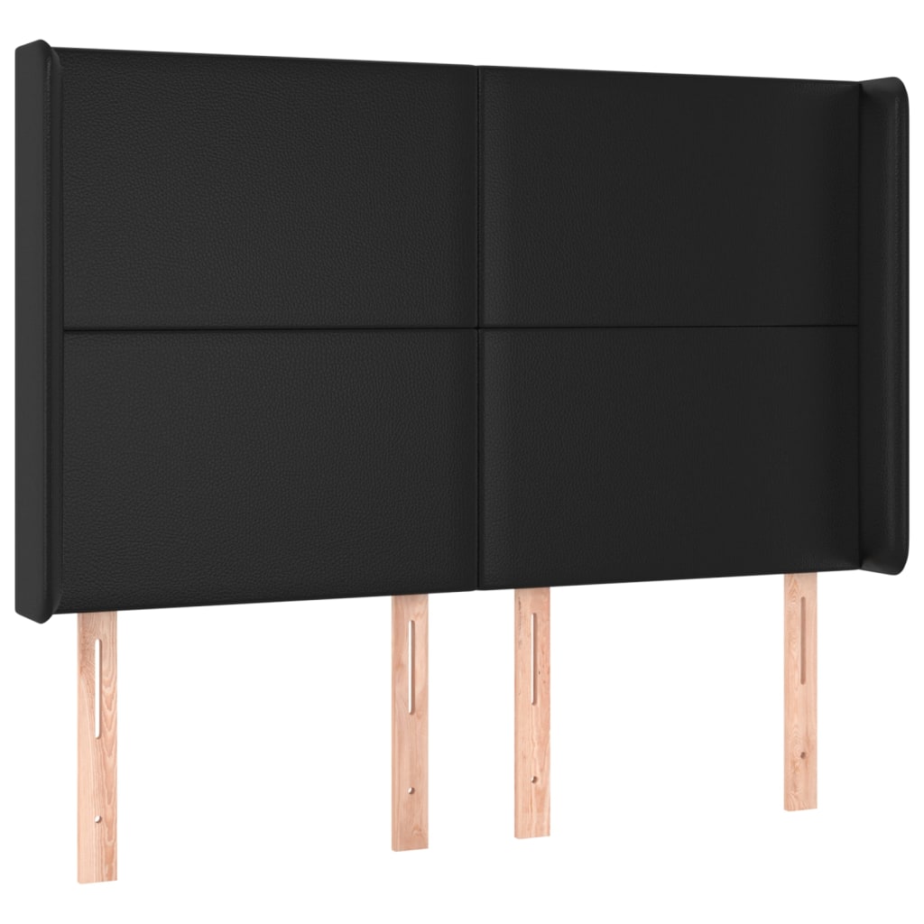 vidaXL Κεφαλάρι με Πτερύγια Μαύρο 147x16x118/128 εκ. Συνθ. Δέρμα