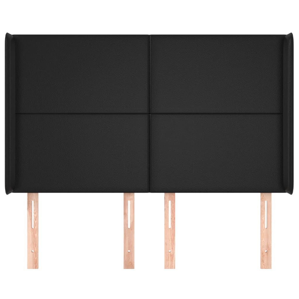 vidaXL Κεφαλάρι με Πτερύγια Μαύρο 147x16x118/128 εκ. Συνθ. Δέρμα
