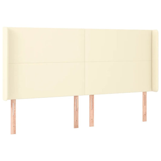 vidaXL Κεφαλάρι με Πτερύγια Κρεμ 163x16x118/128 εκ. Συνθετικό Δέρμα