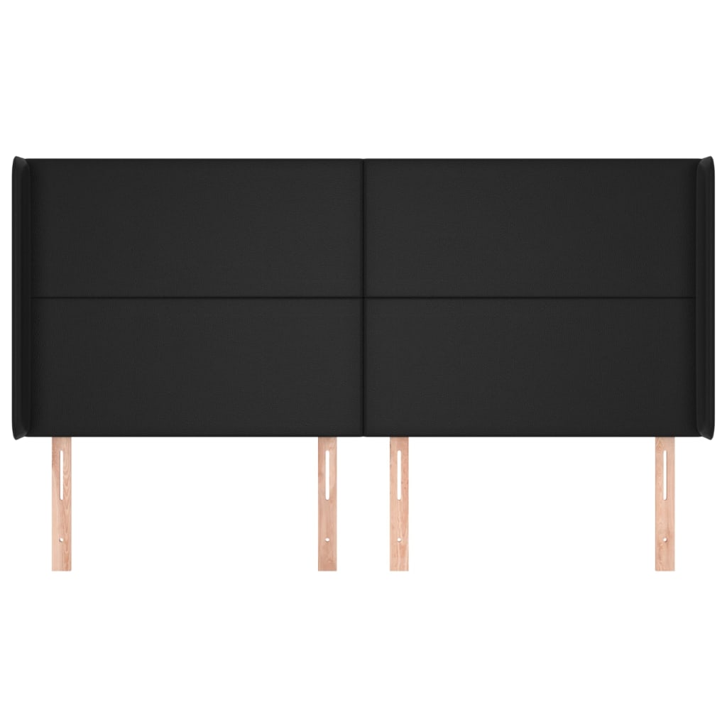 vidaXL Κεφαλάρι με Πτερύγια Μαύρο 183x16x118/128 εκ. Συνθ. Δέρμα