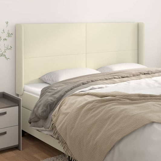 vidaXL Κεφαλάρι με Πτερύγια Κρεμ 183x16x118/128 εκ. Συνθετικό Δέρμα