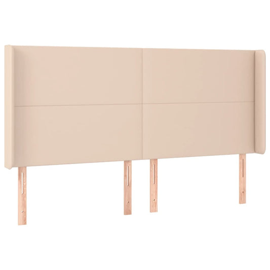 vidaXL Κεφαλάρι με Πτερύγια Καπουτσίνο 183x16x118/128 εκ. Συνθ. Δέρμα