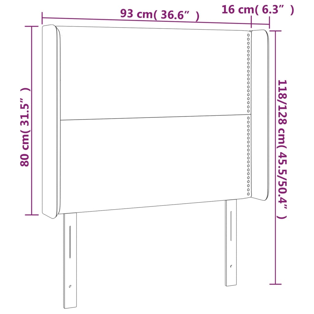 vidaXL Κεφαλάρι με Πτερύγια Ανοιχτό Γκρι 93x16x118/128 εκ. Υφασμάτινο