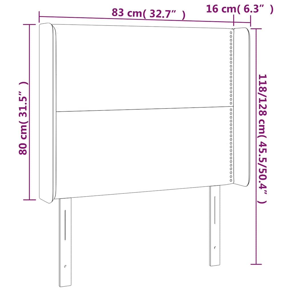 vidaXL Κεφαλάρι με Πτερύγια Σκούρο Μπλε 83x16x118/128 εκ. Βελούδινο