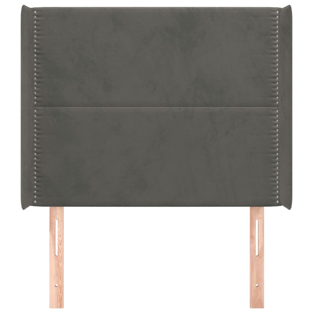 vidaXL Κεφαλάρι με Πτερύγια Σκούρο Γκρι 103x16x118/128 εκ.Βελούδινο