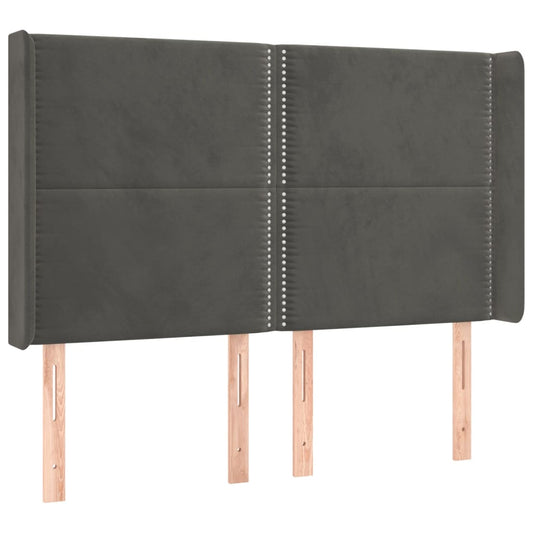 vidaXL Κεφαλάρι με Πτερύγια Σκούρο Γκρι 147x16x118/128εκ.Βελούδινο