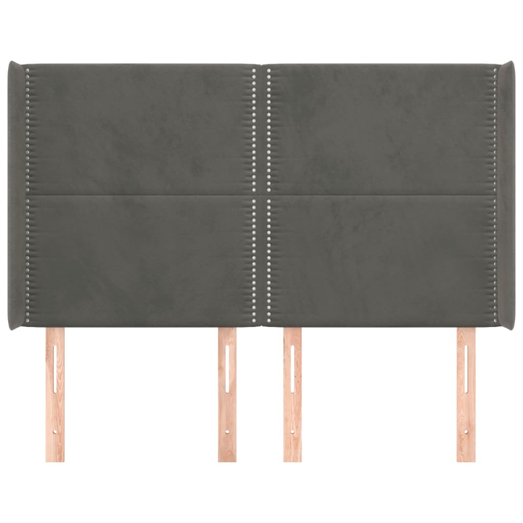 vidaXL Κεφαλάρι με Πτερύγια Σκούρο Γκρι 147x16x118/128εκ.Βελούδινο