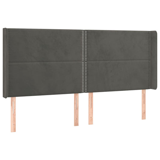 vidaXL Κεφαλάρι με Πτερύγια Σκούρο Γκρι 163x16x118/128 εκ. Βελούδινο