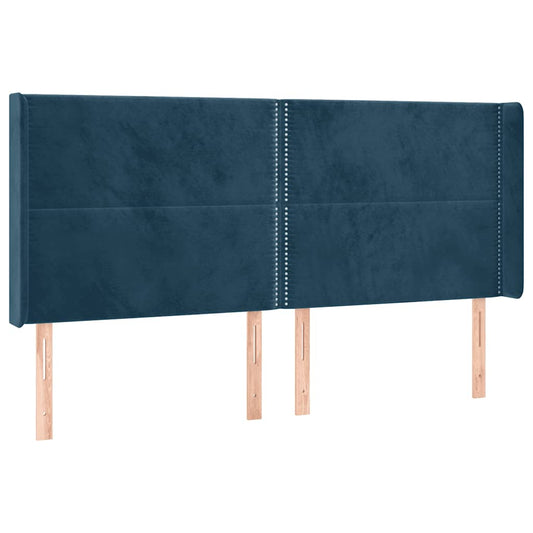 vidaXL Κεφαλάρι με Πτερύγια Σκούρο Μπλε163x16x118/128 εκ. Βελούδινο
