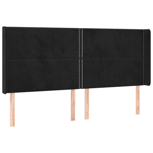 vidaXL Κεφαλάρι με Πτερύγια Μαύρο 183x16x118/128 εκ. Βελούδινο