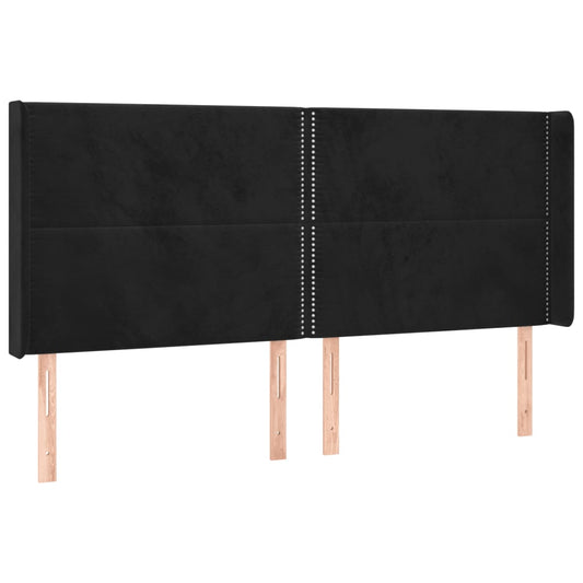 vidaXL Κεφαλάρι με Πτερύγια Μαύρο 203x16x118/128 εκ. Βελούδινο