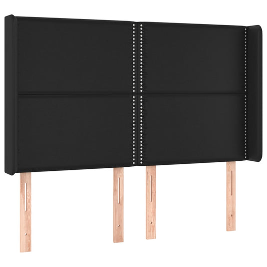 vidaXL Κεφαλάρι με Πτερύγια Μαύρο 147x16x118/128 εκ. Συνθ. Δέρμα