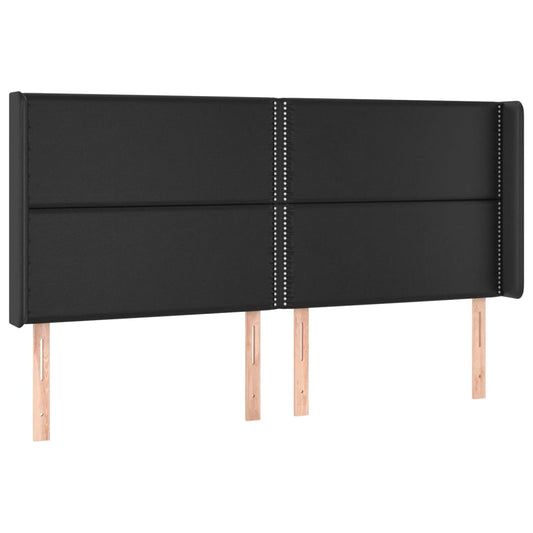 vidaXL Κεφαλάρι με Πτερύγια Μαύρο 183x16x118/128 εκ. Συνθ. Δέρμα