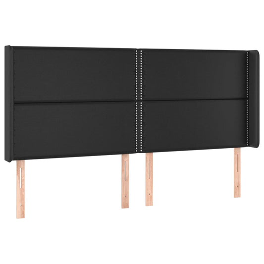 vidaXL Κεφαλάρι με Πτερύγια Μαύρο 203x16x118/128 εκ. Συνθετικό Δέρμα
