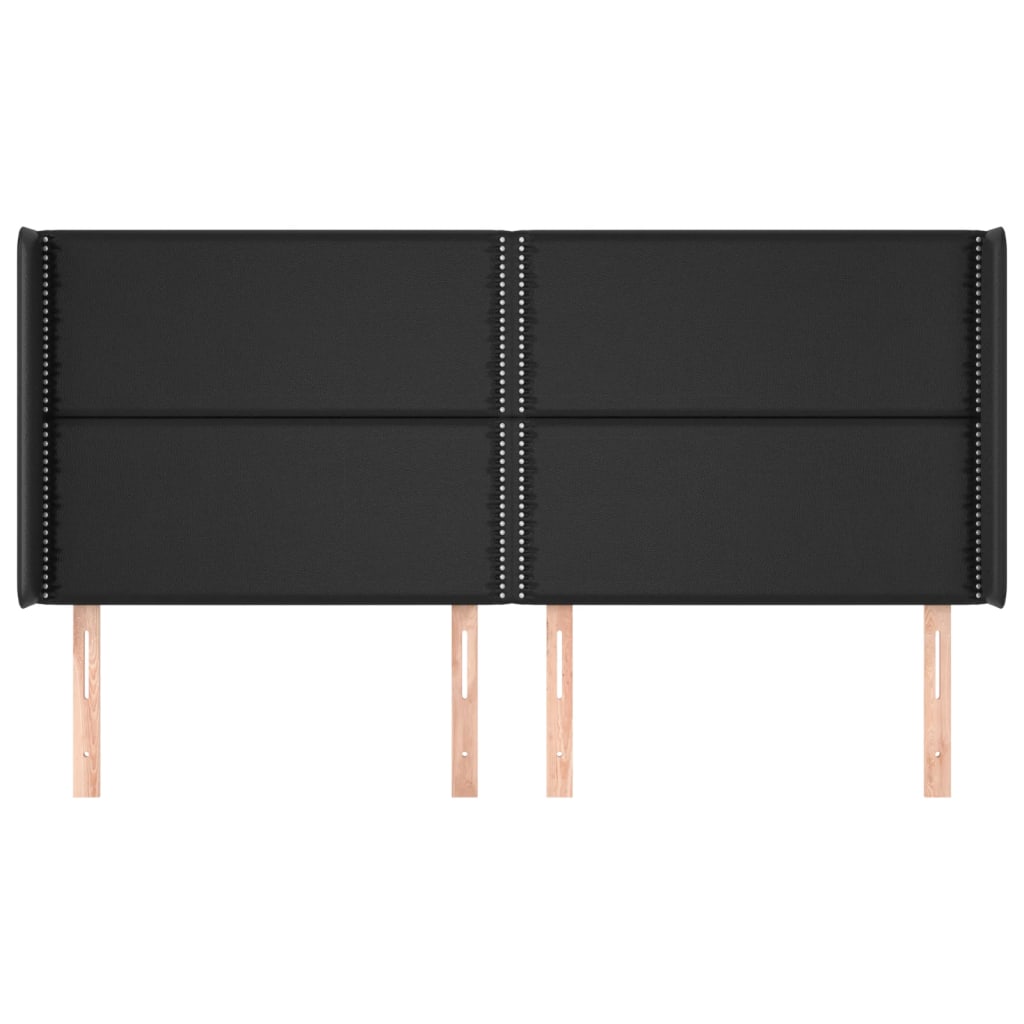 vidaXL Κεφαλάρι με Πτερύγια Μαύρο 203x16x118/128 εκ. Συνθετικό Δέρμα
