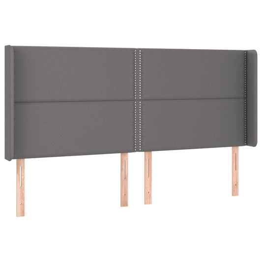 vidaXL Κεφαλάρι με Πτερύγια Γκρι 203x16x118/128 εκ. Συνθετικό Δέρμα