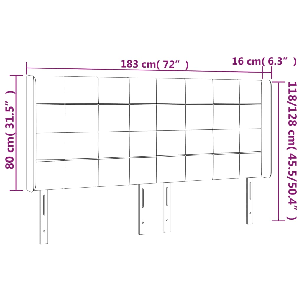 vidaXL Κεφαλάρι με Πτερύγια Σκούρο Γκρι 183x16x118/128 εκ. Υφασμάτινο