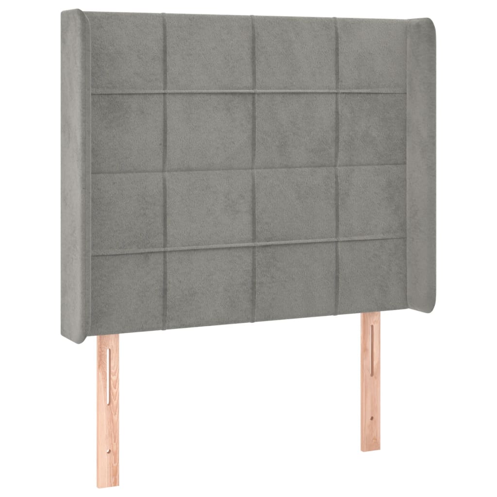 vidaXL Κεφαλάρι με Πτερύγια Ανοιχτό Γκρι 83x16x118/128 εκ. Βελούδινο
