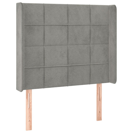 vidaXL Κεφαλάρι με Πτερύγια Ανοιχτό Γκρι 83x16x118/128 εκ. Βελούδινο