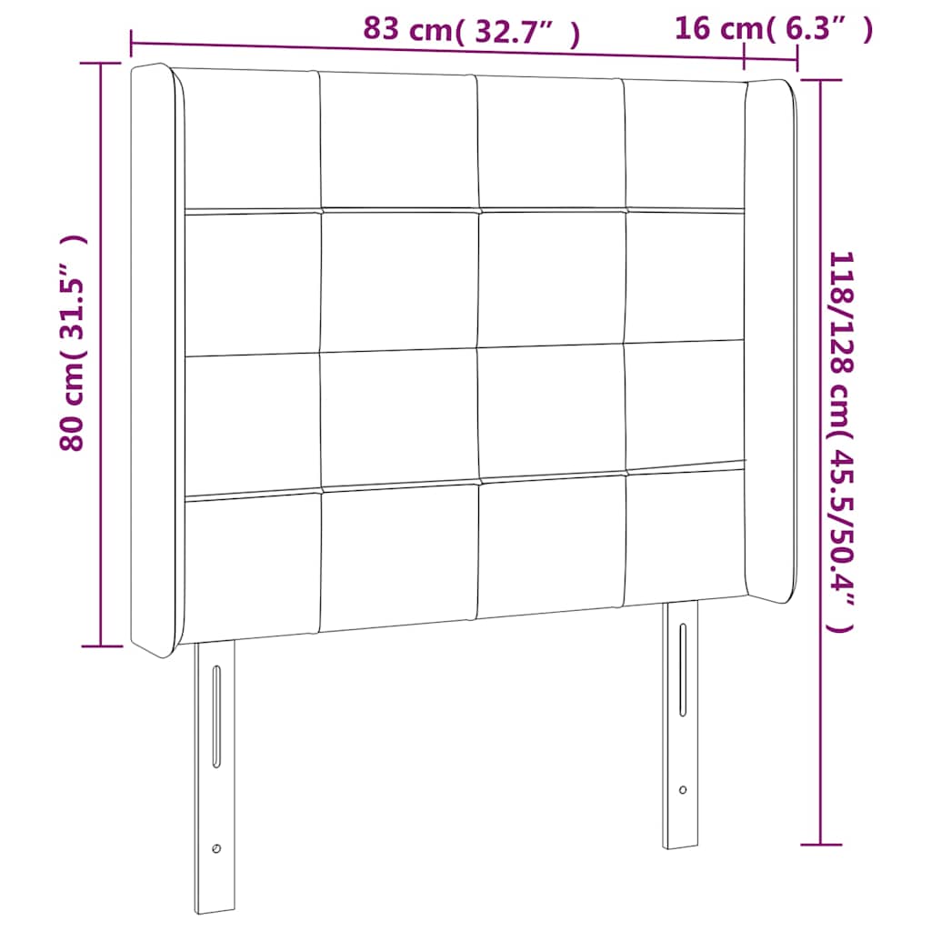 vidaXL Κεφαλάρι με Πτερύγια Μαύρο 83x16x118/128 εκ. Βελούδινο