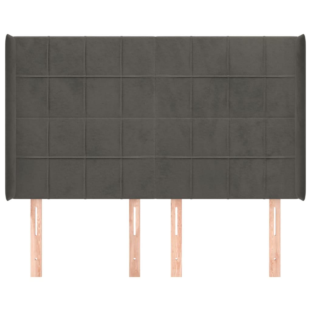 vidaXL Κεφαλάρι με Πτερύγια Σκούρο Γκρι 147x16x118/128εκ.Βελούδινο