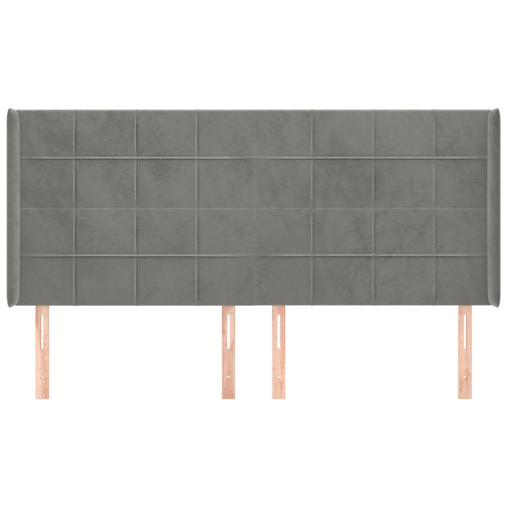 vidaXL Κεφαλάρι με Πτερύγια Ανοιχτό Γκρι 163x16x118/128 εκ. Βελούδινο